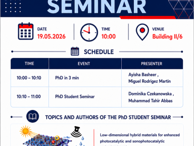 <p>W najbliższy wtorek, 19 maja 2026 r., o&nbsp;godz. 10:00 w&nbsp;sali II/6 odbędzie się seminarium doktoranckie. Serdecznie zapraszamy!</p>
<p><img src="images/Aktualnosci/2026/Ogloszenie_semianrium_19.05.206.png" alt="Ogloszenie semianrium 19.05.206" width="386" height="546" style="margin: 0px auto 5px; display: block;"></p>